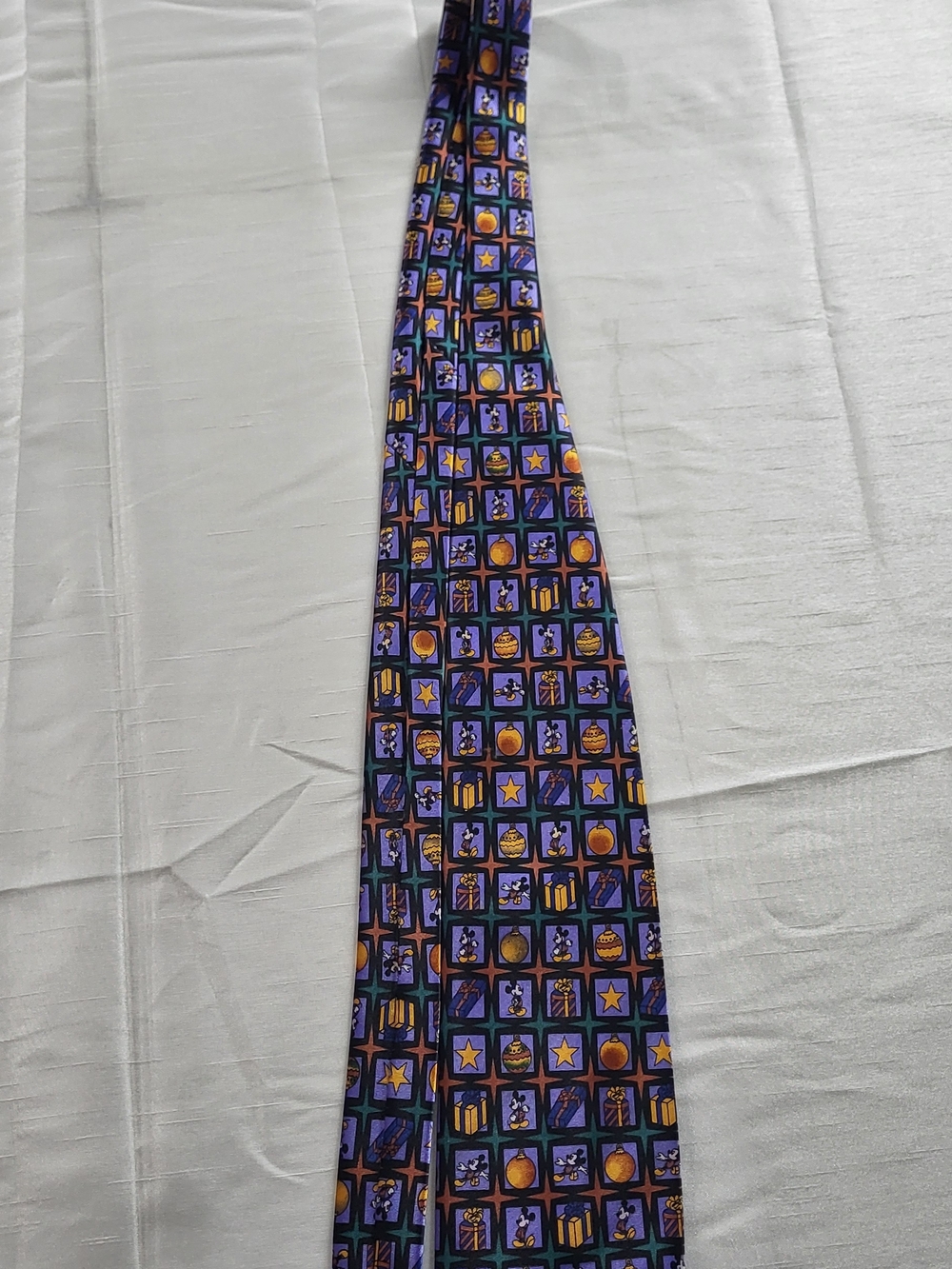 Disney Purple Tie with Gold and Blue Motif Squares